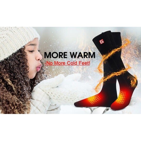 Heated Electric Socks Unisex Winter Warm Thermal Socks Skiing Hiking Camp Black - Picture 11 of 11